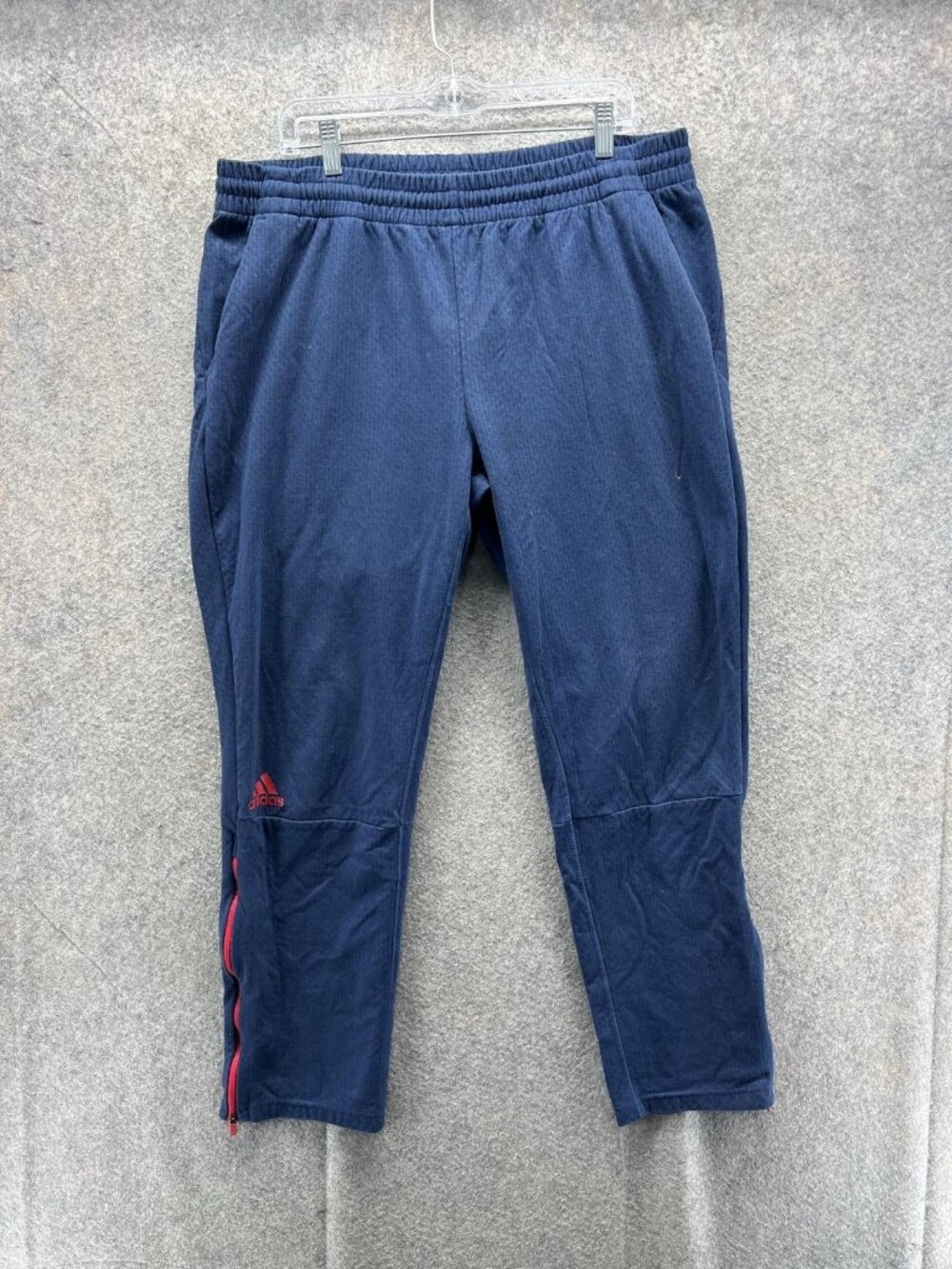 Adidas Track Pants Mens XL Blue Mesh Elastic Waist Zip Ankle Athletic Pockets